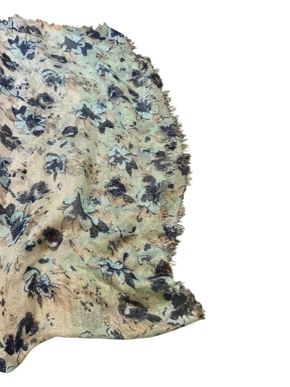 Source Unknown Mint Green and Black Floral Metallic Scarf Wrap